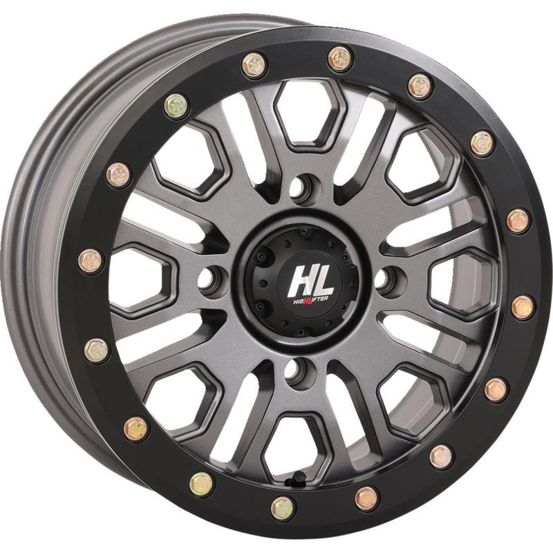 14HL23-1556 HIGHLIFTER HL23 ALLOY 14X7 4/156 5+2 (+38mm) BEADLOCK GUN METAL GREY W1 HL23 ALLOY 14X7 4/156 5+2 (+38mm) BEADLOCK GUN METAL GREY W1 WHEEL-ATV-BILLET-CAST-FORGED 