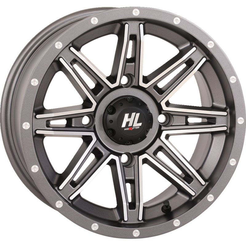 14HL22-1856 HIGHLIFTER HL22 ALLOY 14X7 4/156 4+3 (+10mm) GUN METAL GREY MACHINED W1 HL22 ALLOY 14X7 4/156 4+3 (+10mm) GUN METAL GREY MACHINED W1 WHEEL-ATV-BILLET-CAST-FORGED 