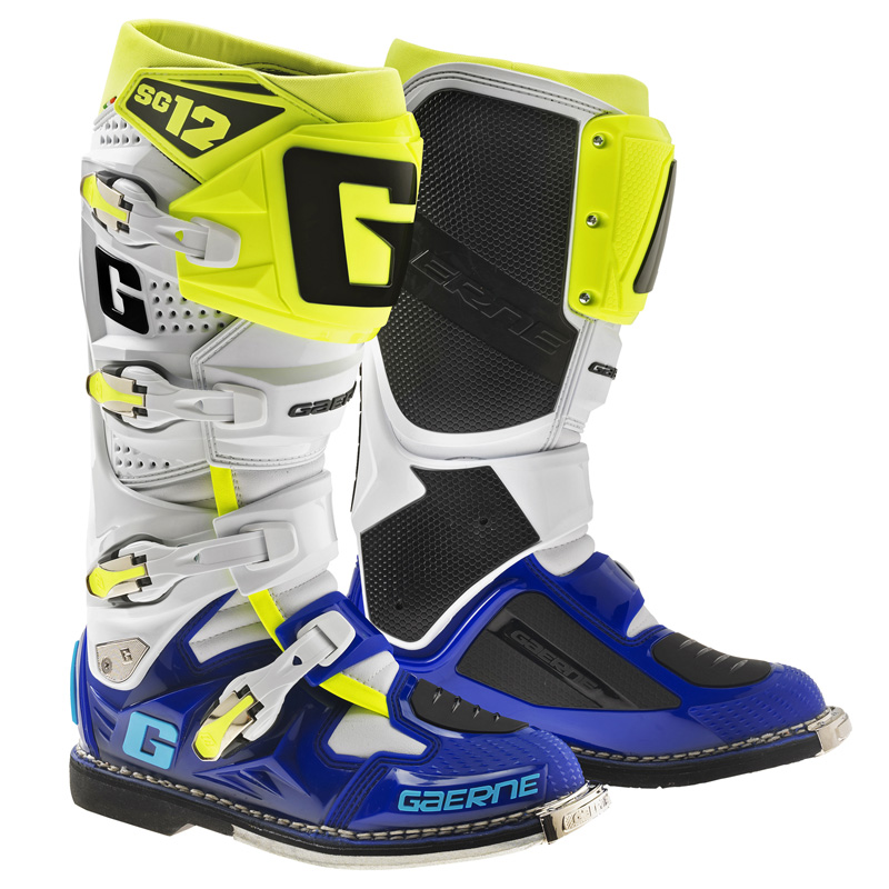 2174-050-13 GAERNE SG-12 MX BOOTS - WHITE/BLUE/FLUO YELLOW (13) SG-12 MX BOOTS - WHITE/BLUE/FLUO YELLOW (13) Boots 