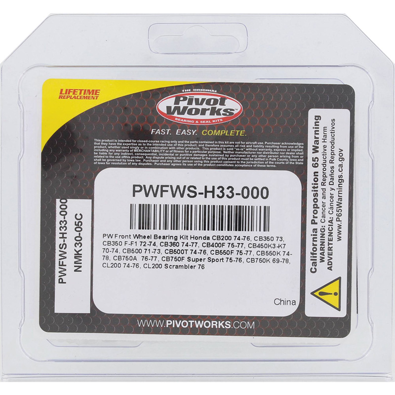 PWFWS-H33-000 pivot_works WHEEL BEARING KIT HONDA CB200 74-76 WHEEL BEARING KIT