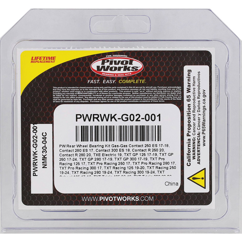 PWRWK-G02-001 pivot_works WHEEL BEARING/SEAL KIT GAS GAS TXT 98-19 WHEEL BEARING & SEAL KIT