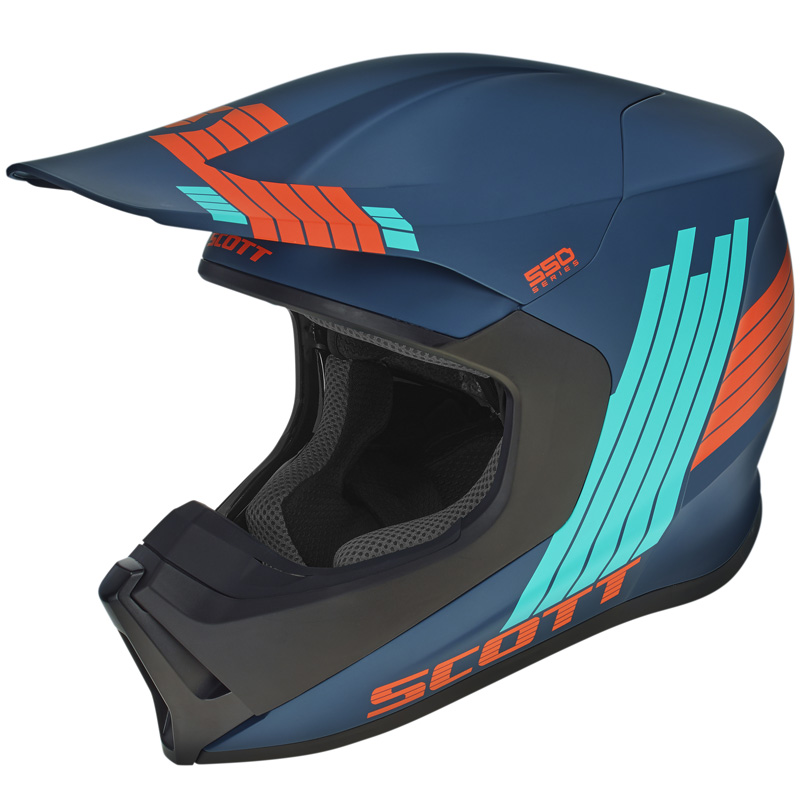 268018-0188010 SCOTT 550 STRIPES HELMET - DEEP BLUE (2XL) 550 STRIPES HELMET - DEEP BLUE (2XL) Motocross Helmet 