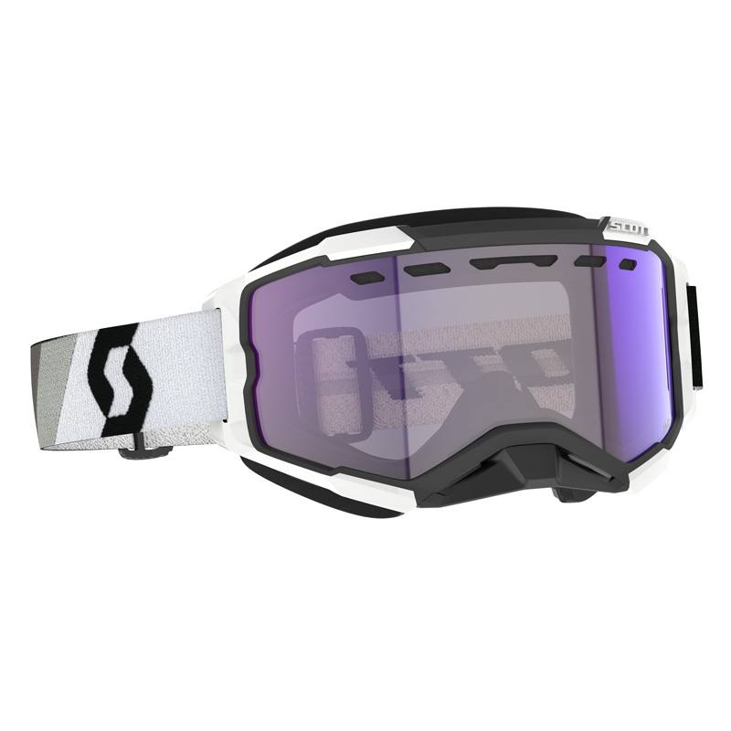 278604-7702307 SCOTT FURY SNOWMOBILE GOGGLES (PREMIUM BLACK/WHITE - LIGHT SENSITIVE BLUE CHROME) FURY SNOWMOBILE GOGGLES (PREMIUM BLACK/WHITE - LIGHT SENSITIVE BLUE CHROME) Snowmobile Goggles 