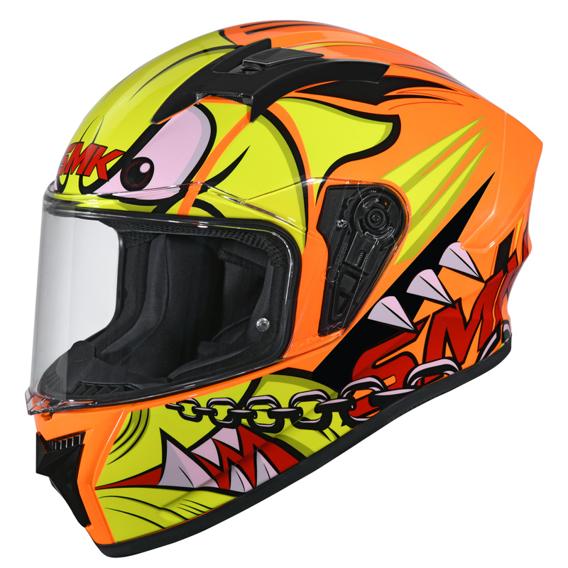 173-GL743 -1 SMK HELMETS STELLAR HELMET - MONSTER ORANGE/YELLOW/RED (XS) STELLAR HELMET - MONSTER ORANGE/YELLOW/RED (XS) Full-Face Helmet 