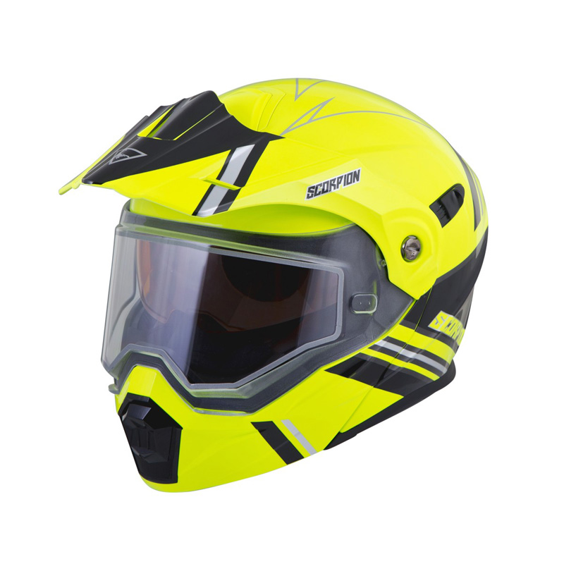 95-1495-SE SCORPION EXO-AT950 SNOW HELMET (ELECTRIC SHIELD) - TETON - NEON YELLOW/BLACK (L) EXO-AT950 SNOW HELMET (ELECTRIC SHIELD) - TETON - NEON YELLOW/BLACK (L) Modular Flip-Up Helmet 
