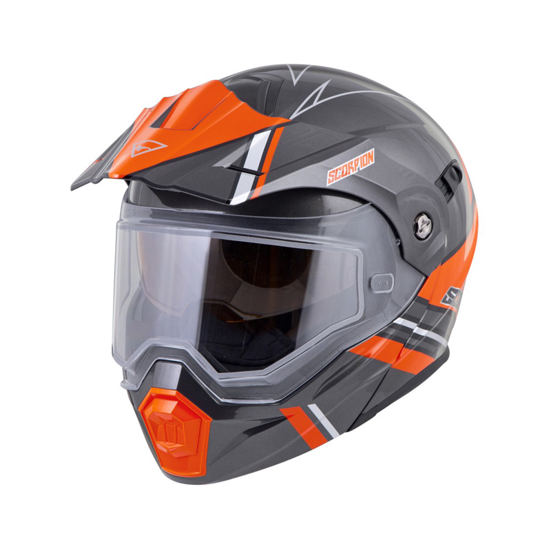 95-1094-SE SCORPION EXO-AT950 SNOW HELMET (ELECTRIC SHIELD) - TETON - SILVER/ORANGE (M) EXO-AT950 SNOW HELMET (ELECTRIC SHIELD) - TETON - SILVER/ORANGE (M) Modular Flip-Up Helmet 