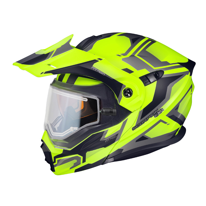 95-1758-SE SCORPION EXO-AT950 -NOW HELMET - ELLWOOD (ELECTRIC -SHIELD) - HI-VIZ (3XL) EXO-AT950 -NOW HELMET - ELLWOOD (ELECTRIC -SHIELD) - HI-VIZ (3XL) Modular Flip-Up Helmet 