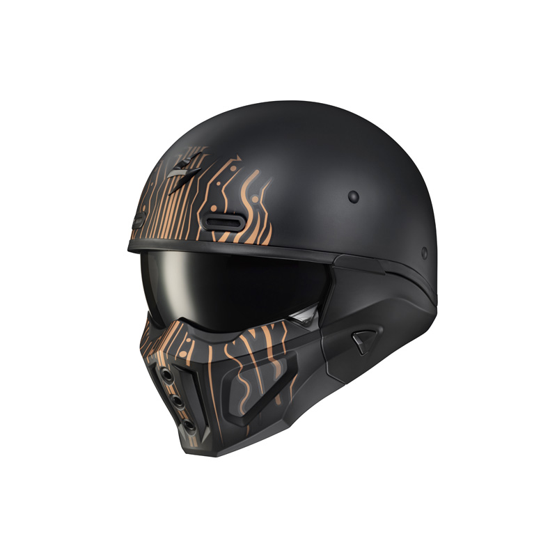 COX-1317 SCORPION COVERT-X HELMET - TRIBE MATTE BLACK/COPPER (2XL) COVERT-X HELMET - TRIBE MATTE BLACK/COPPER (2XL) Open-Face Helmet 