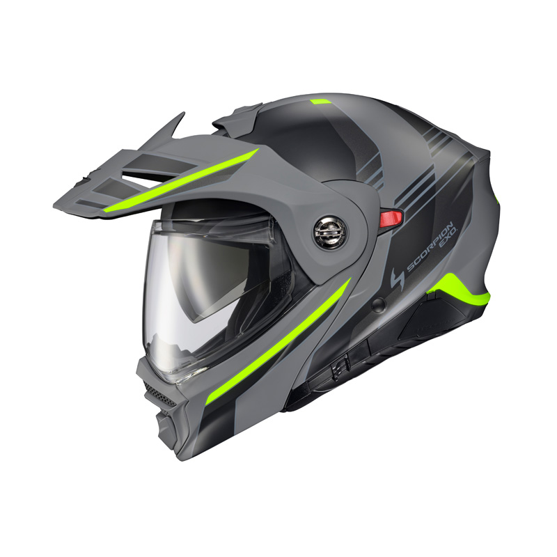 96-1228 SCORPION EXO-AT960 HELMET - MONK - GREY/HI-VIS (3XL) EXO-AT960 HELMET - MONK - GREY/HI-VIS (3XL) Modular Flip-Up Helmet 