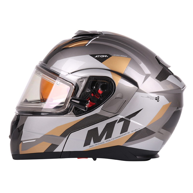 IT-125-579 MT HELMETS ATOM SV ELECTRIC SHIELD HELMET - TRANSCEND - GOLD (3XL) ATOM SV ELECTRIC SHIELD HELMET - TRANSCEND - GOLD (3XL) Modular Flip-Up Helmet 